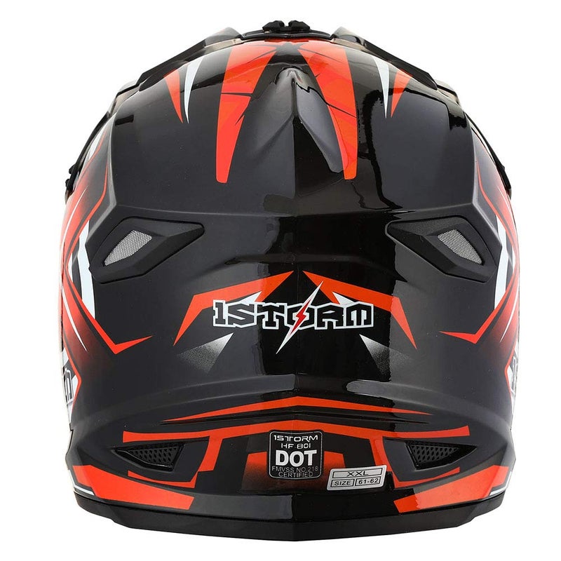 1Storm Adult Motocross Helmet BMX MX ATV Dirt Bike Four Wheeler Quad Motorcycle Full Face Helmet Racing Style: HF801 Sonic Orange - Image 4